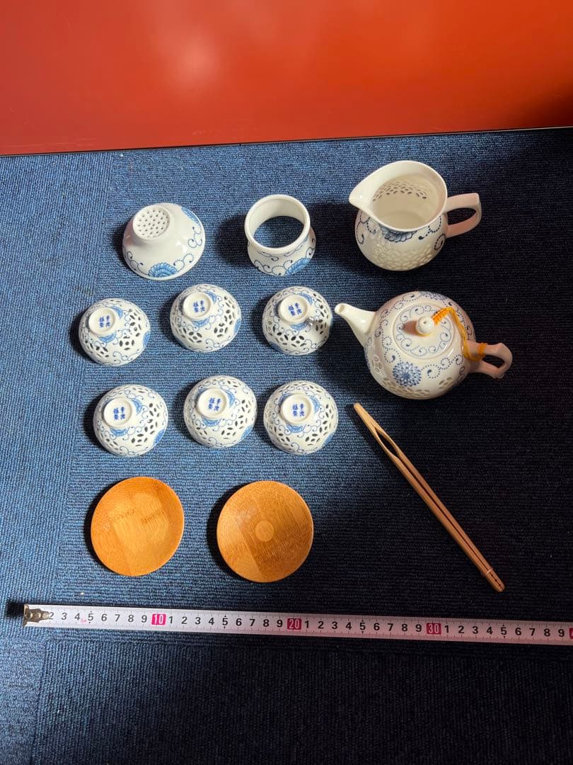 1285  中国　骨董　景徳鎮　青花　茶器セット　未使用