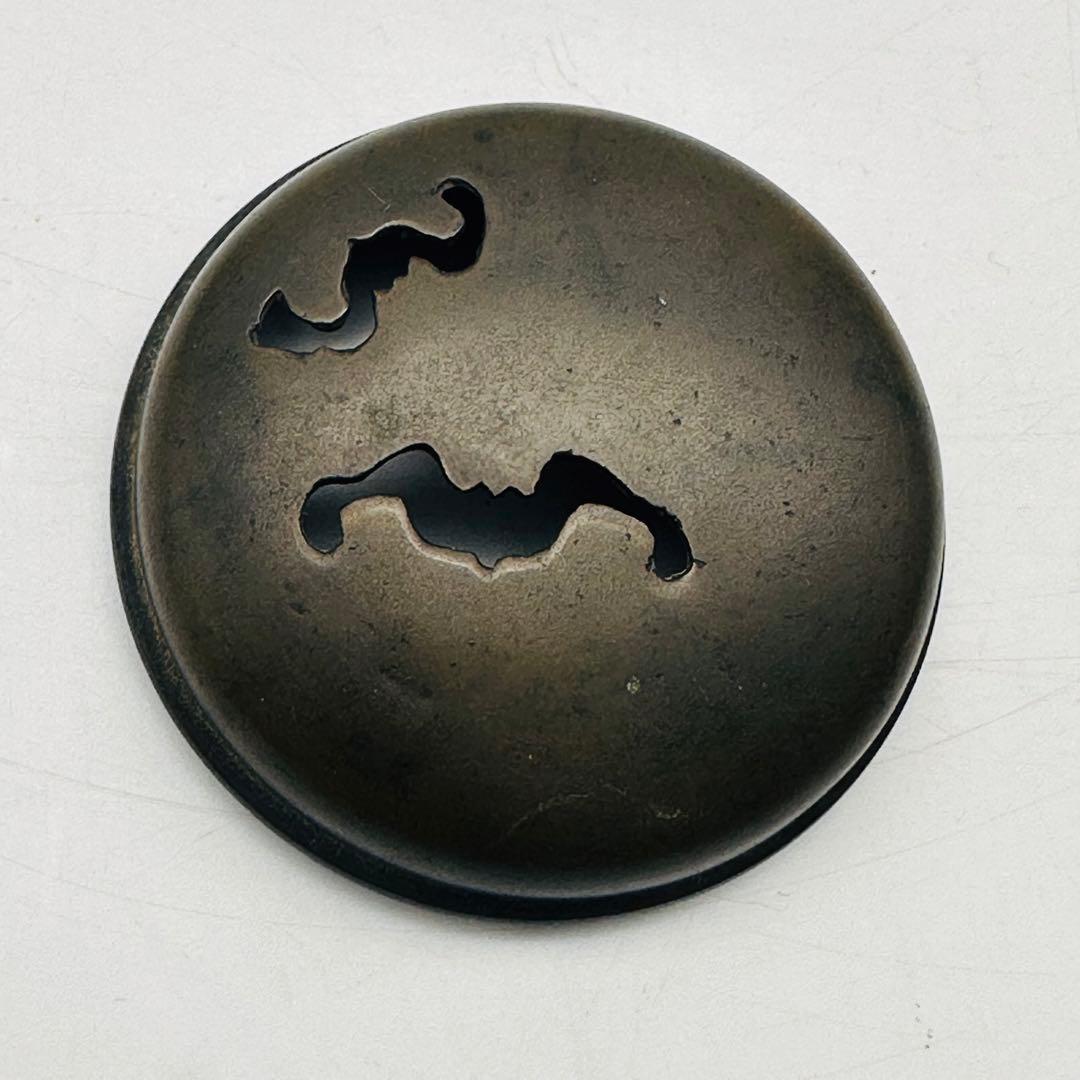 T 時代物　古銅製　銀象嵌　三足香炉　蝙蝠透し　銅器　金属工芸　香道具　仏道具