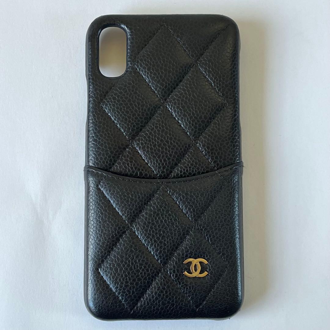 CHANEL iPhone X/XS キャビアスキン スマホケース ココマーク黒