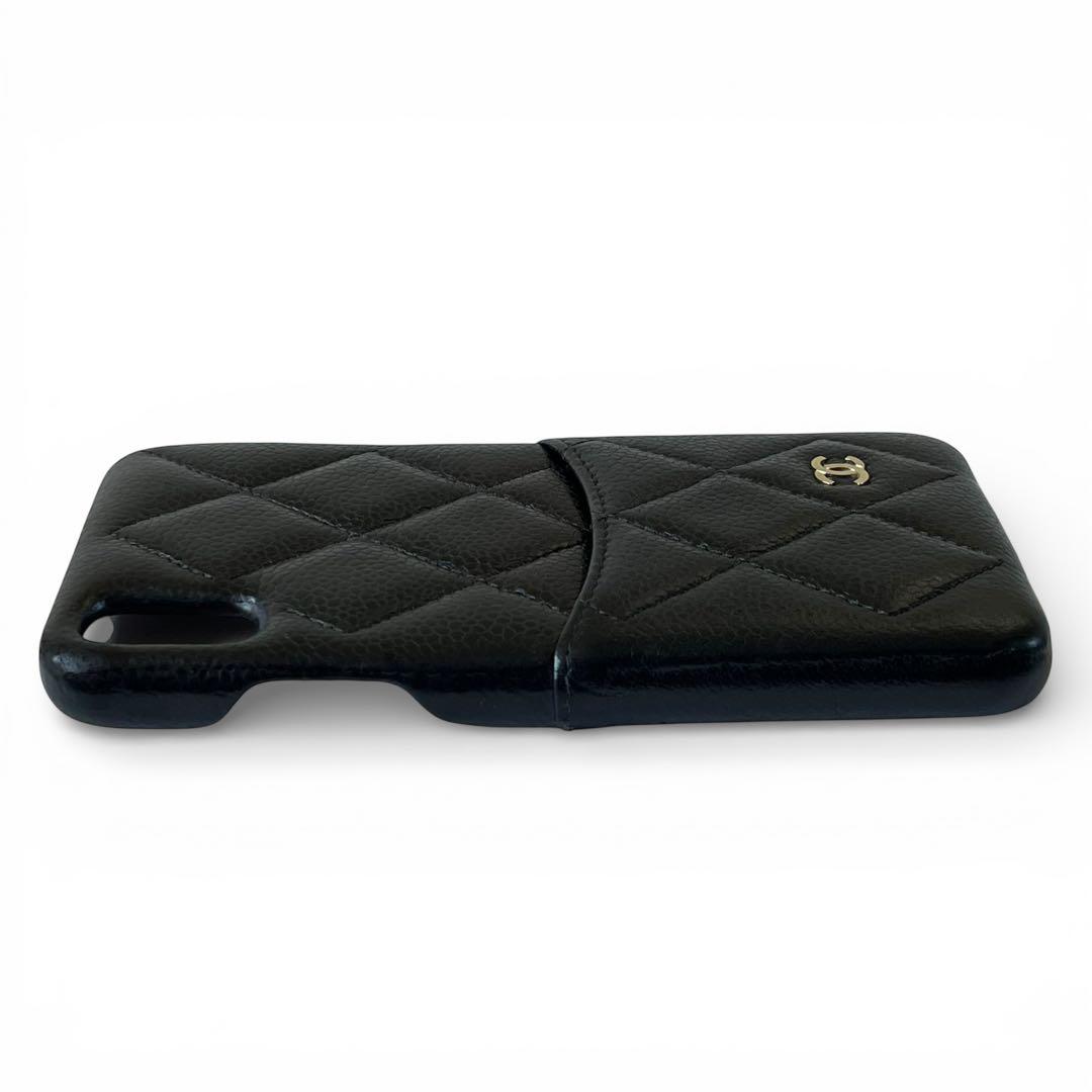 CHANEL iPhone X/XS キャビアスキン スマホケース ココマーク黒