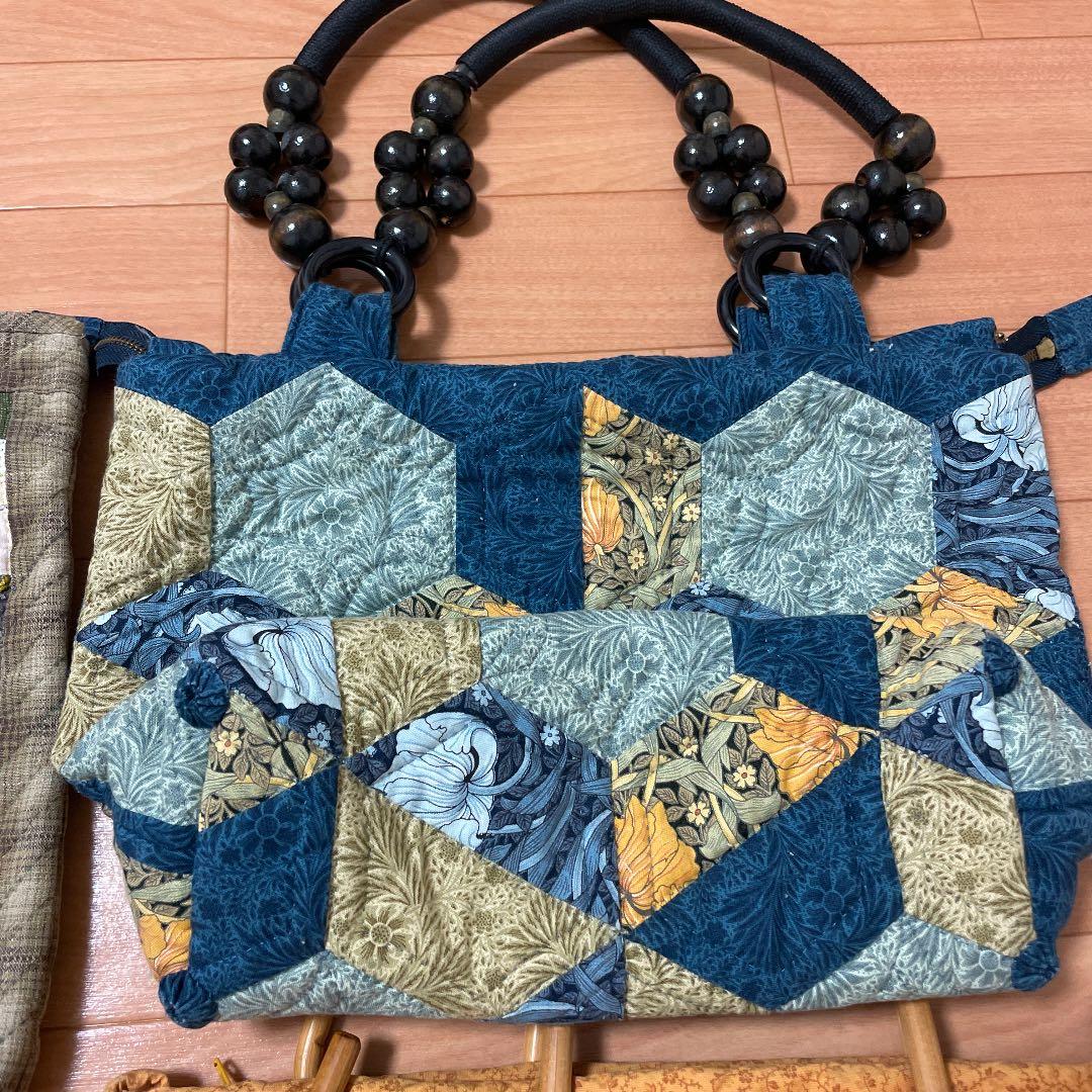 パッチワーク　ハンドメイド　手下げ　カバン