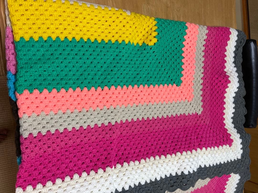 ハンドメイド　こたつカバー　ブランケット　マルチカバー　手編み　編み物