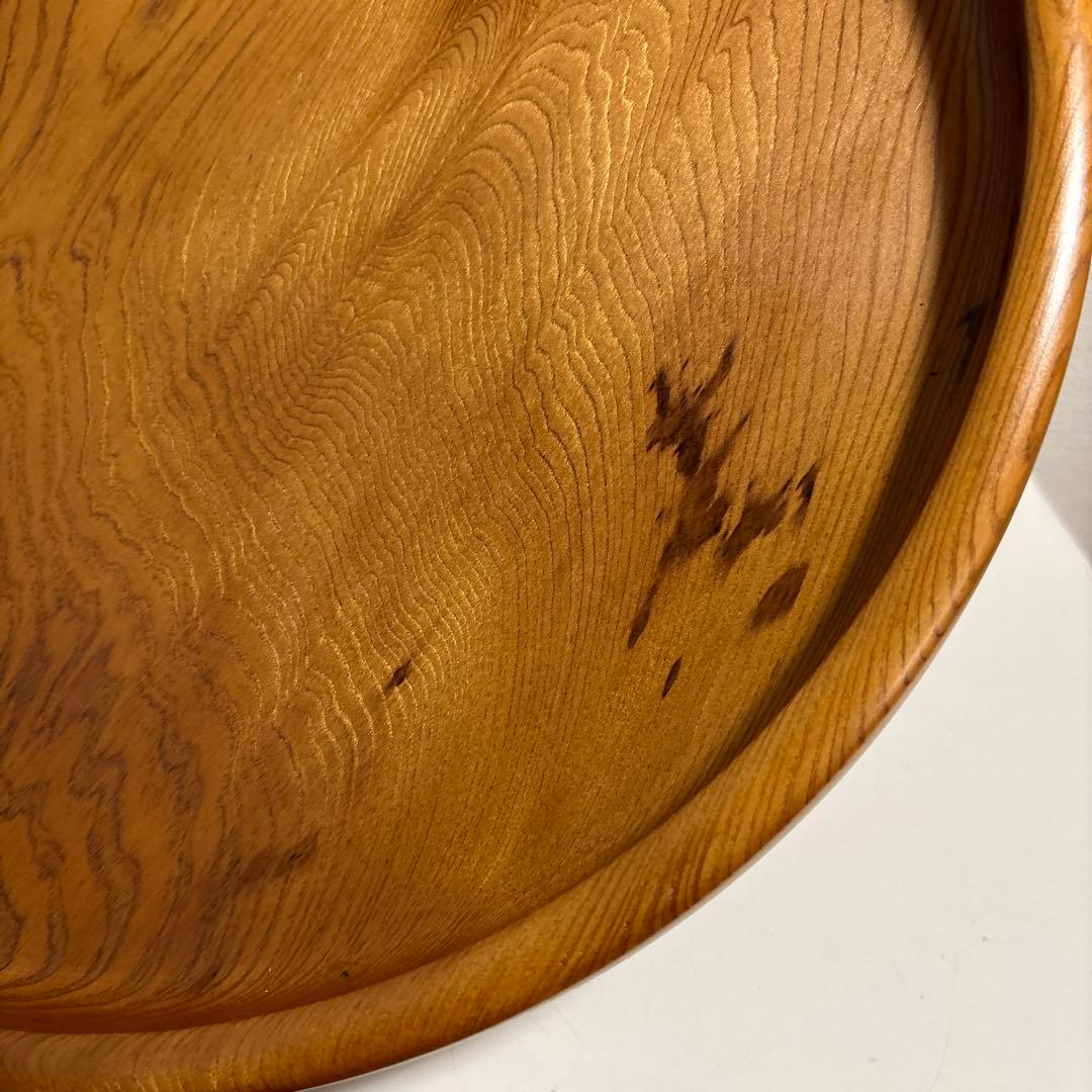 【未使用】屋久杉　丸盆　茶器　茶盆　34cm 工芸品