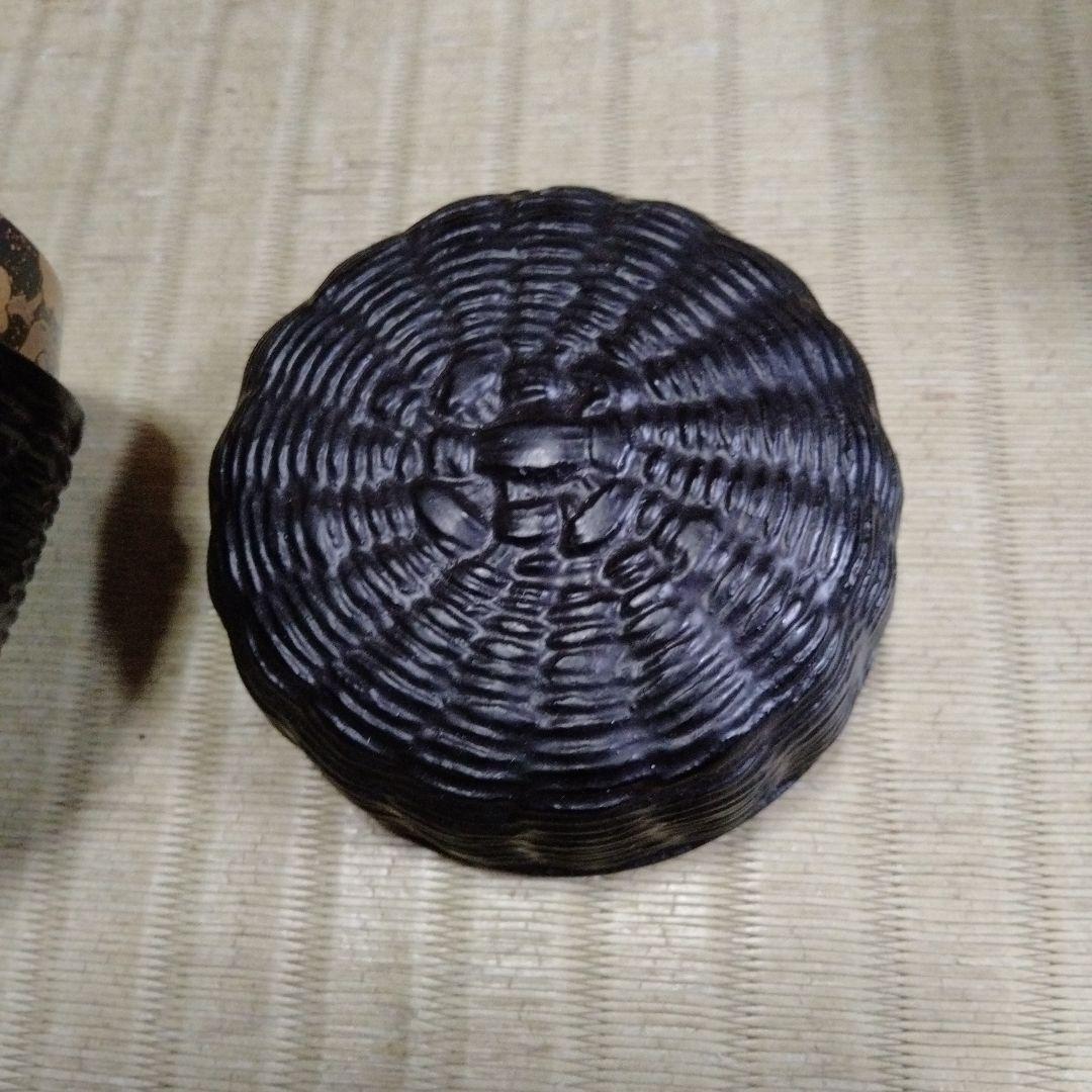乾漆こより編み　内梨地仕上げ 松竹梅蒔絵　茶器　棗