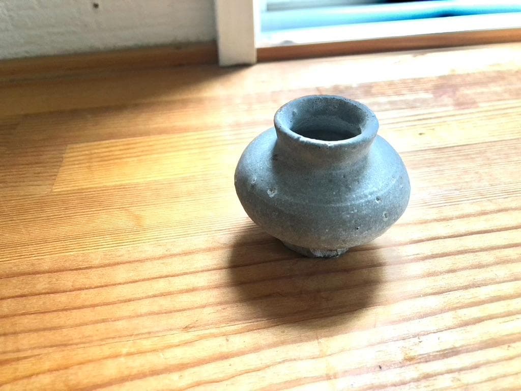 【タイ・骨董】宋胡録（スンコロク）白灰釉 小壺（中世：14–16世紀）