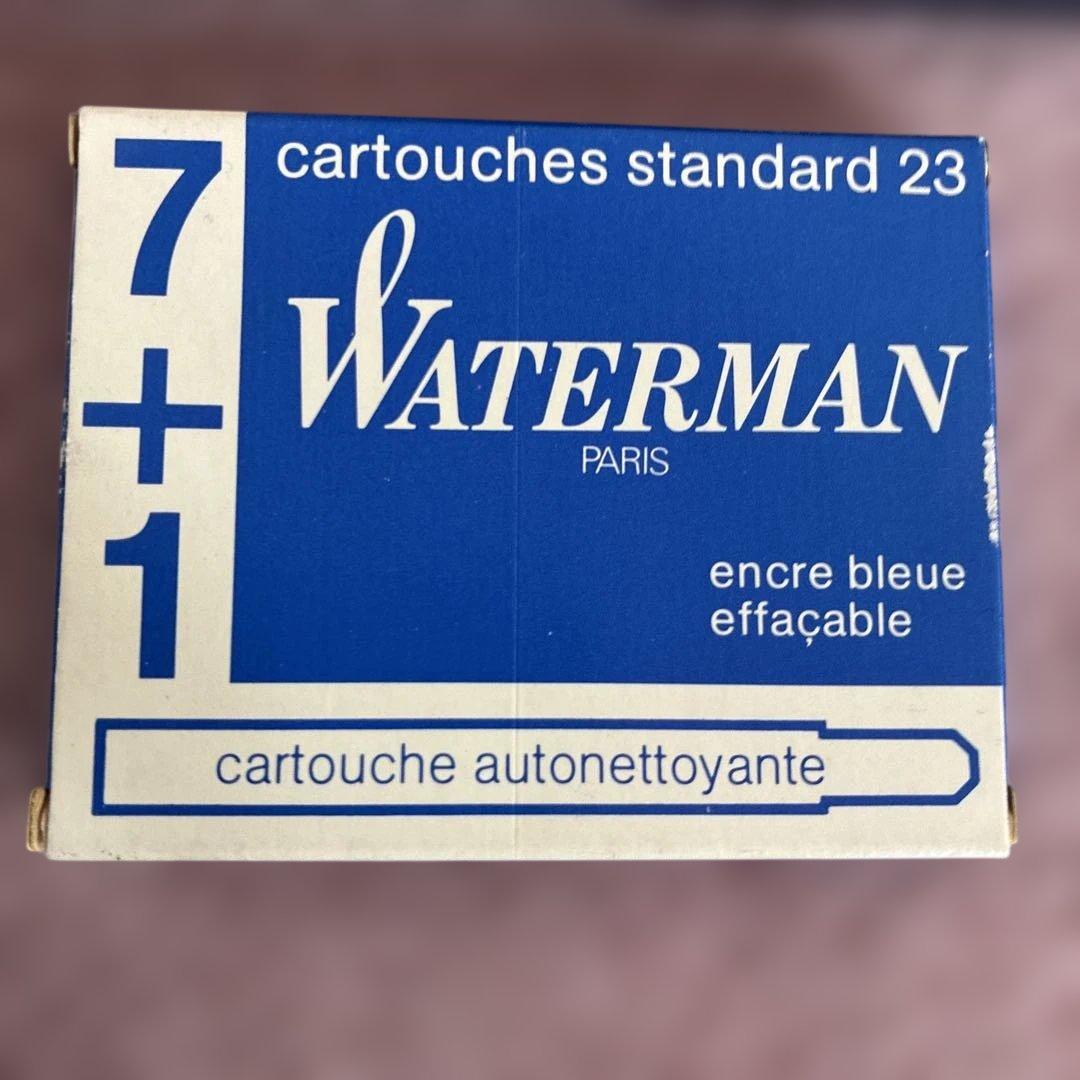 Waterman 青色 万年筆 ペン先18Kインクカートリッジ　ケース付き