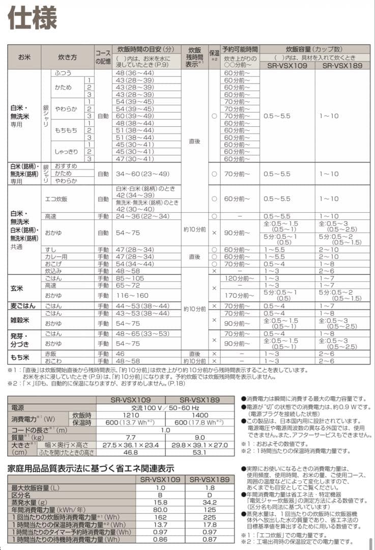 【美品ジャンク】パナソニック 炊飯器 ブラック SR-VSX109 5.5合 黒