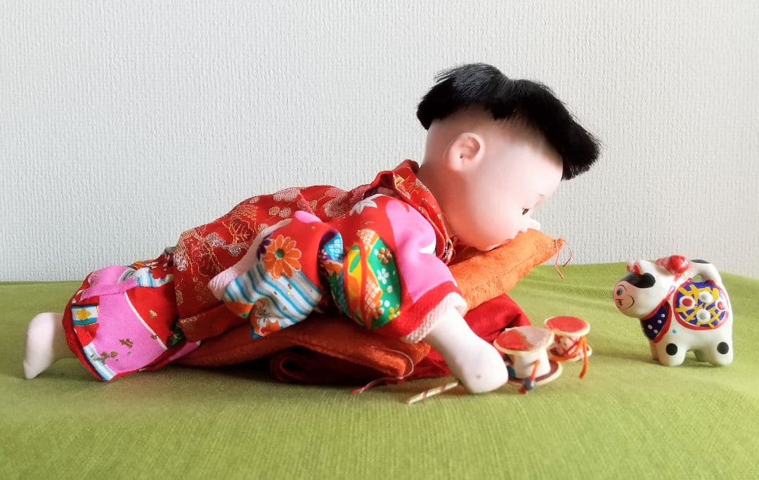 這い這い人形 這い子 這子人形 市松人形 稚児 レトロ ガラスケース入り