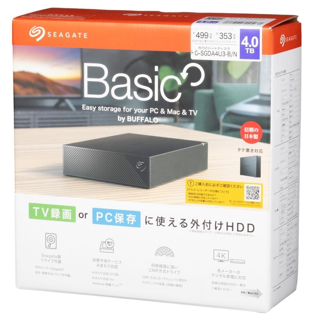 【未使用】Seagate HDD 4TB HD-DGDA4U3-B TV/PC