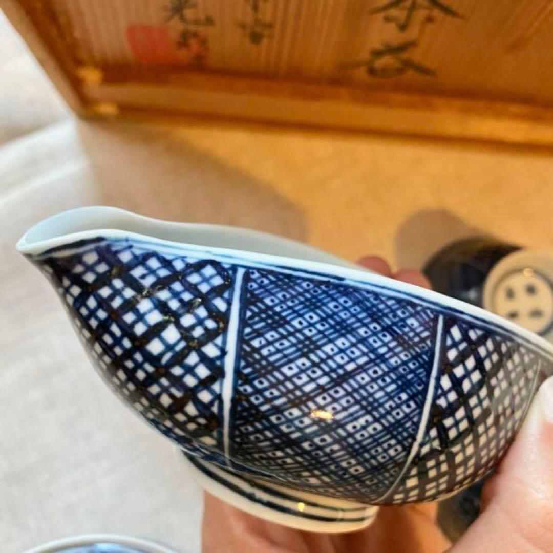 清水焼　光泉　祥瑞　茶器　煎茶器セット　染付　共箱　木箱