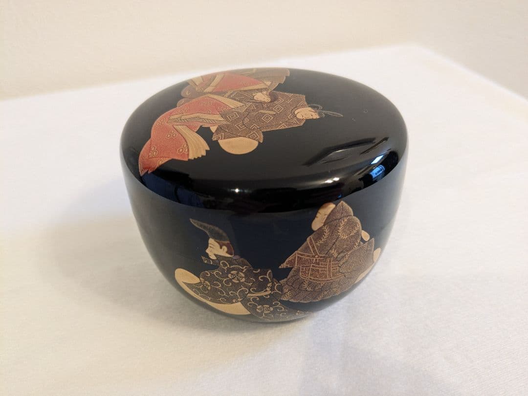 六歌仙蒔絵　平棗　陽介作　茶道具　茶入　共箱