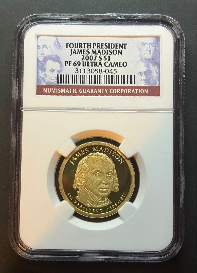 【NGC PF69】2007年 マディソン大統領 $1 プルーフ