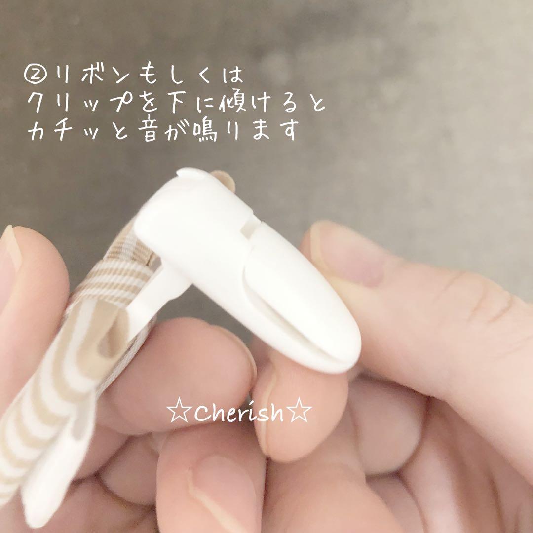 ☆リボン名札クリップ なふだちゃん パステルフラワー柄×くすみピンク☆再販34