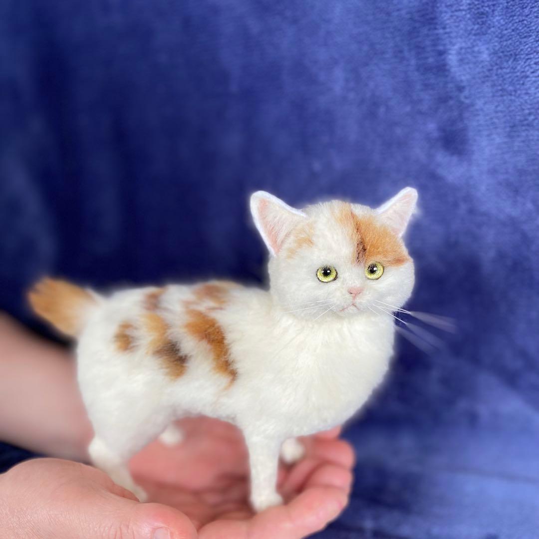 羊毛フェルト猫　全身タイプ　リアル可愛いジャパニーズボブテイル