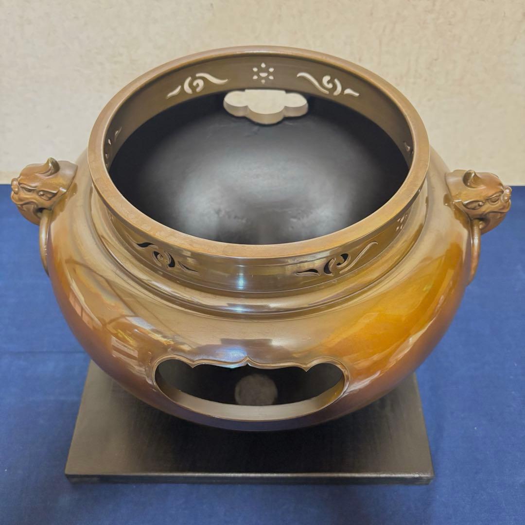 人間国宝高橋敬典/風炉/茶釜/電熱器/唐銅鬼面風炉/野々田製電熱器/敷板/茶道具