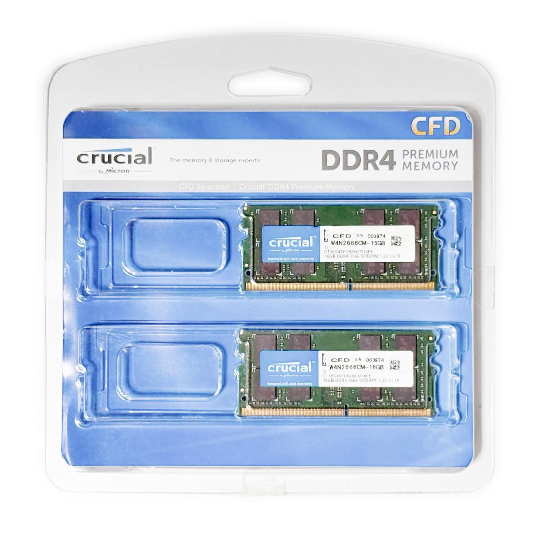 美品✨ DDR4メモリ32GB《16GB×2 Crucial ノート 中古》