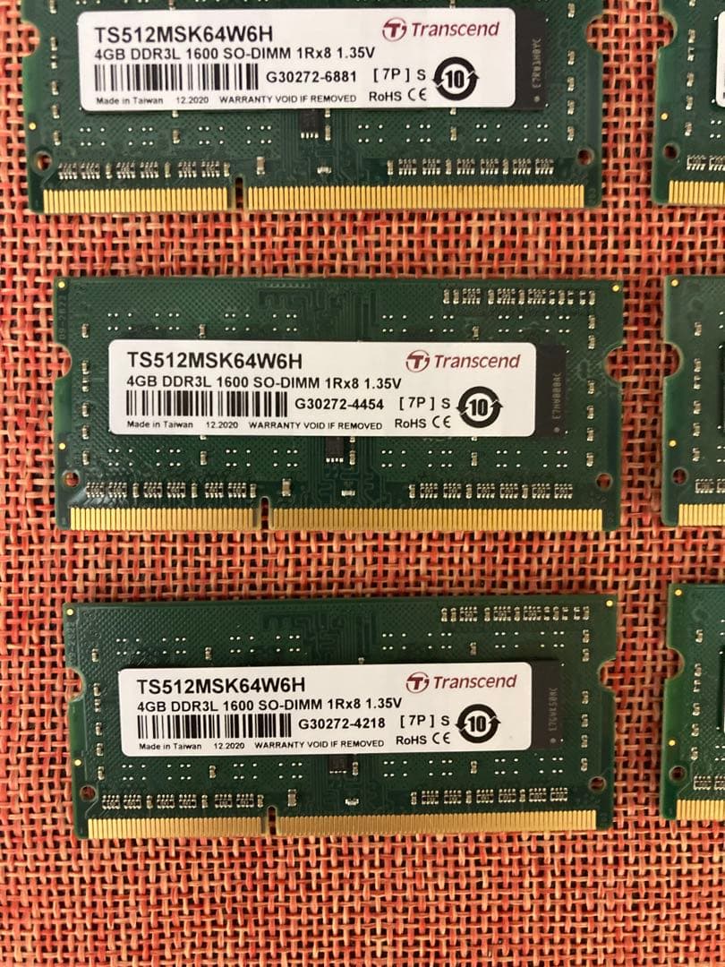 ノートPC用メモリDDR3L 1600 SO-DIMM 4GB 8枚セット