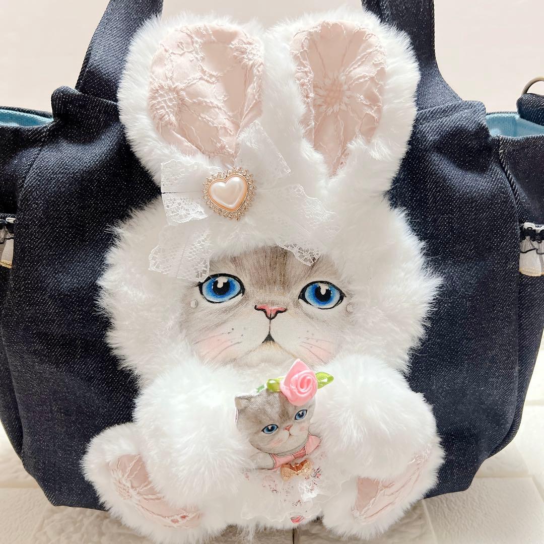 メ*】様 コヤンイサムチョン ルミちゃん チューリップ型 デニム トートバッグ