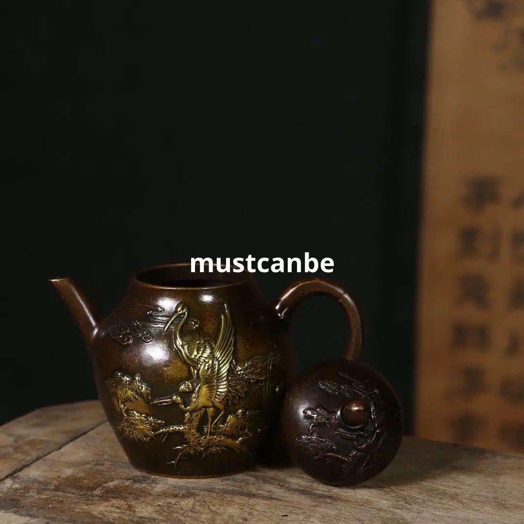 銅器 仙鶴茶壺 酒壺 茶器 水滴壺 文房具 工芸品 置物