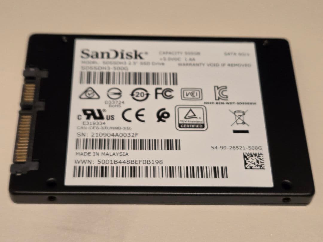 SanDisk Ultra 3D SSD 500GB⑦◆健康状態99%