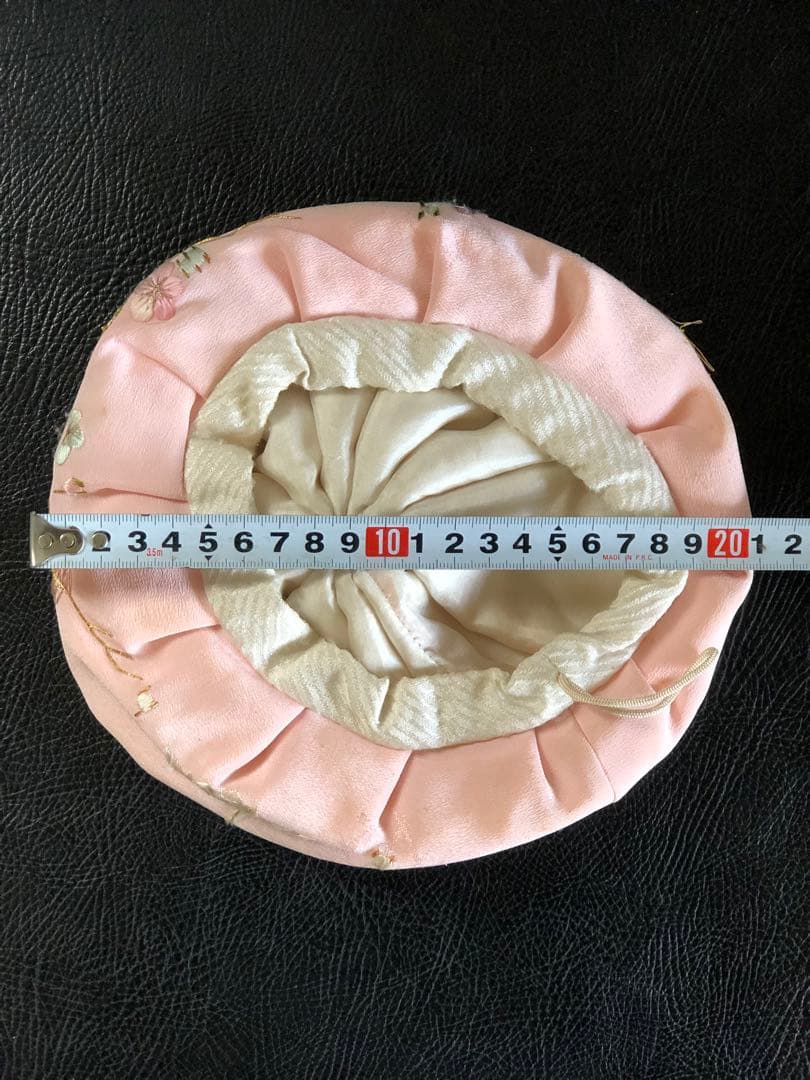 当時物　子達帽子　正絹刺繍金糸　織鶴松桜花図柄　明治大正期　希少　骨董品