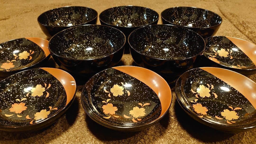 輪島塗　漆器　蓋椀　華の図　蔵出し　５客
