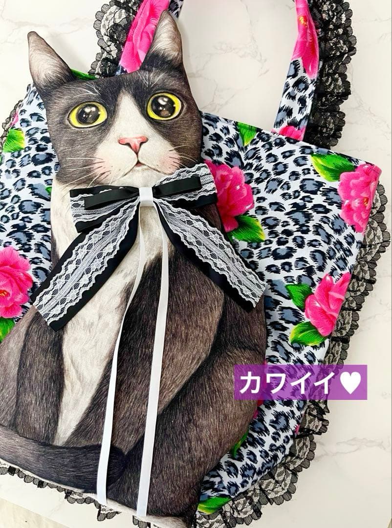ゆ*ら様 コヤンイサムチョン♡超BIG猫ちゃん♡薔薇レオパード♡ぷっくりトートバ