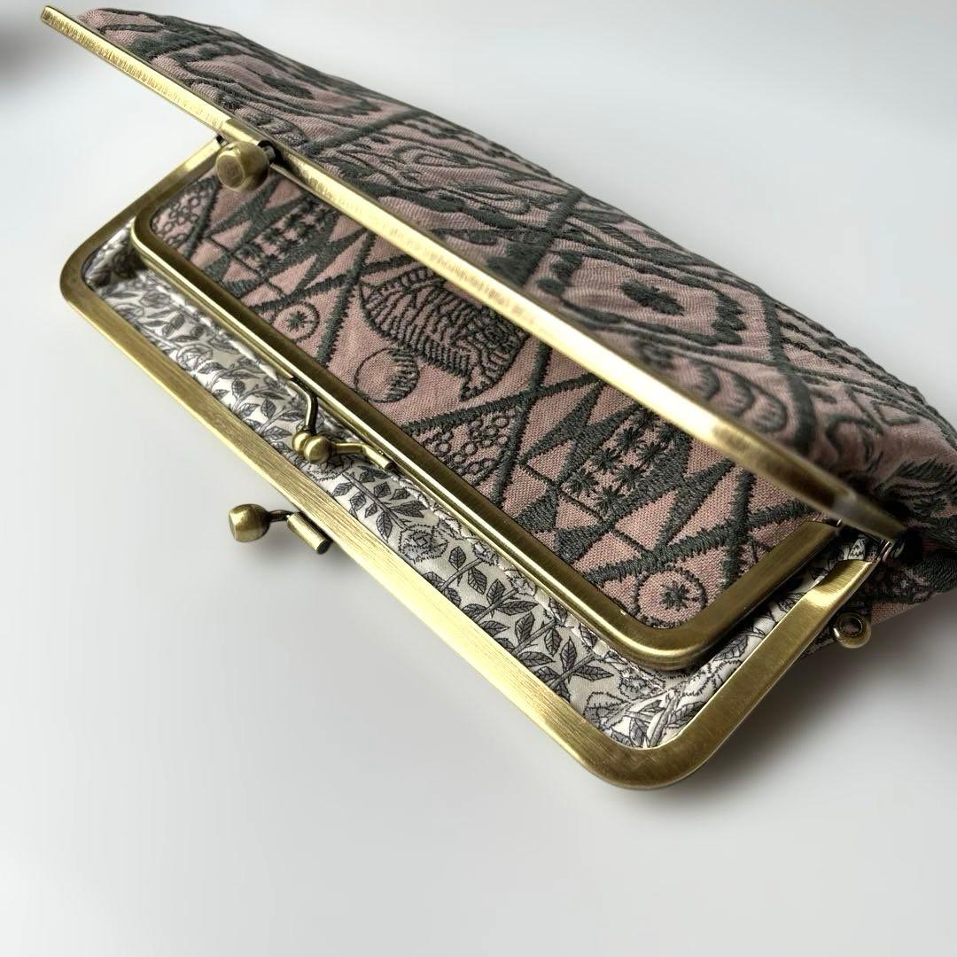 ハンドメイド　がま口長財布　ミナペルホネン　symphony
