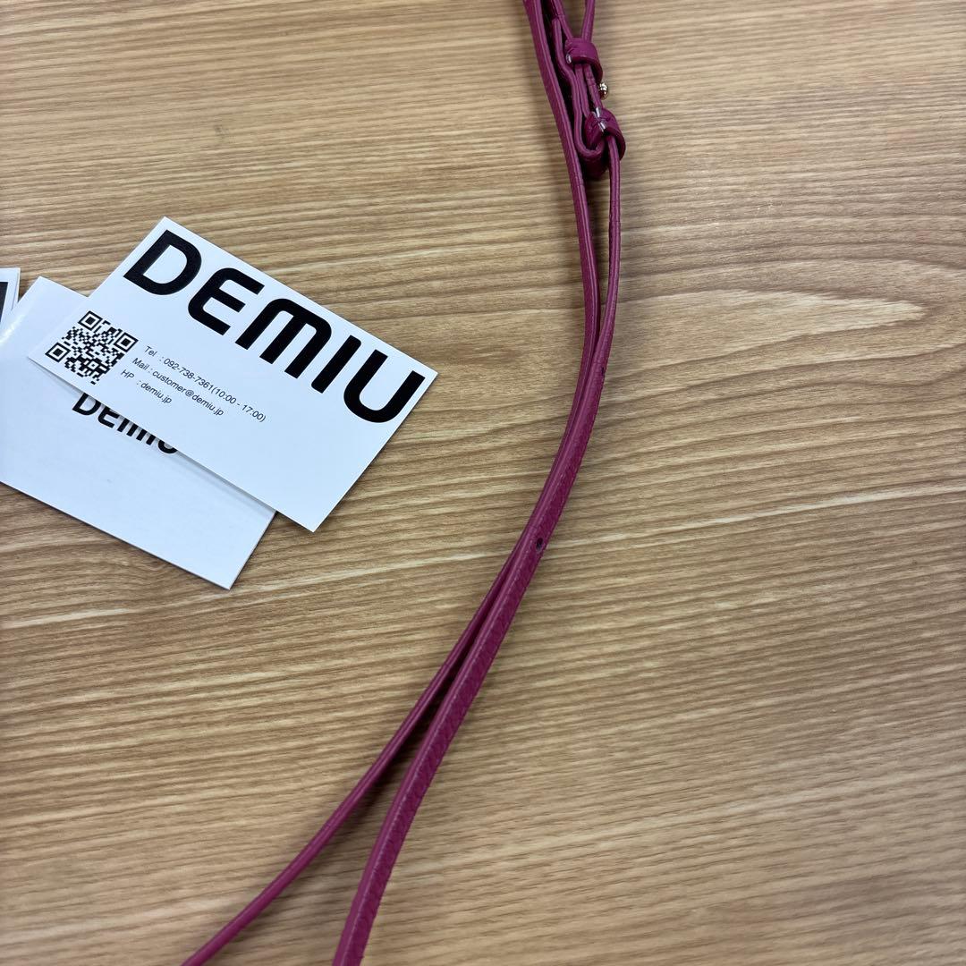 DEMIU レザー iPhone15ボディケース マゼンタピンクショルダー付き