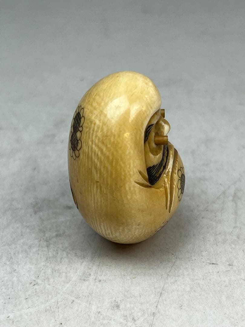 ［珍品］広之在銘　極上だるま根付￼ 25g 送料込み