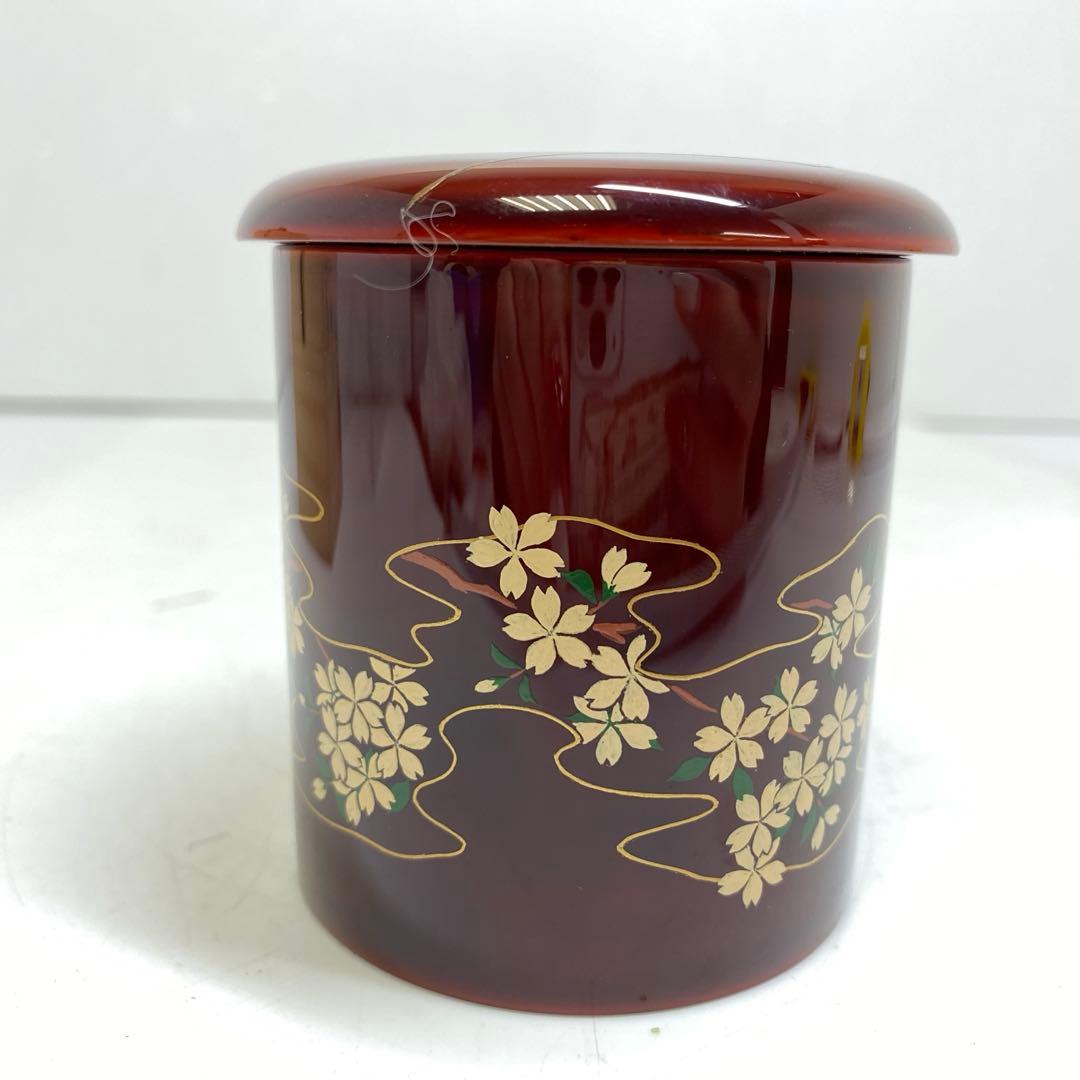 ☆茶3 土居義峰　富士桜蒔絵　棗茶器　幅6.5㎝高さ7㎝　東S8-0306①