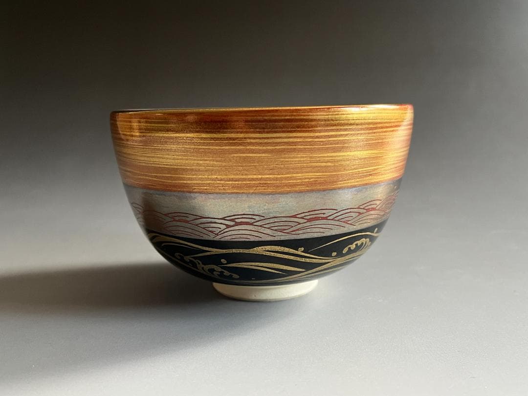 杉田祥平　蓋置　色絵仁清　曙の海画　茶碗　清閑寺釜　茶道具　2点セット