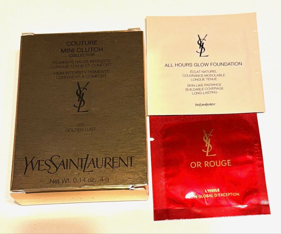 新品未使用/YSL クチュールミニクラッチ☆限定色#025 ファンデサンプル他付
