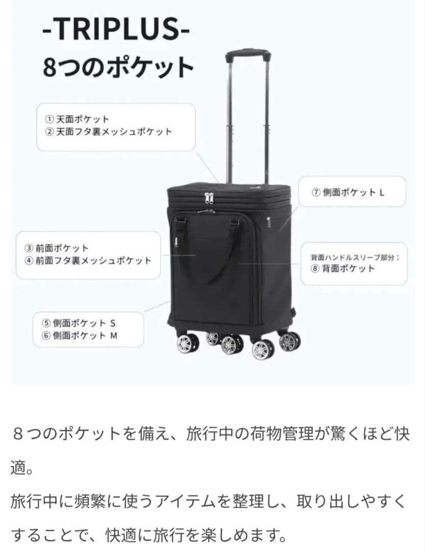 TRIPLUSリュックスタイル キャリーケース 大容量 50L