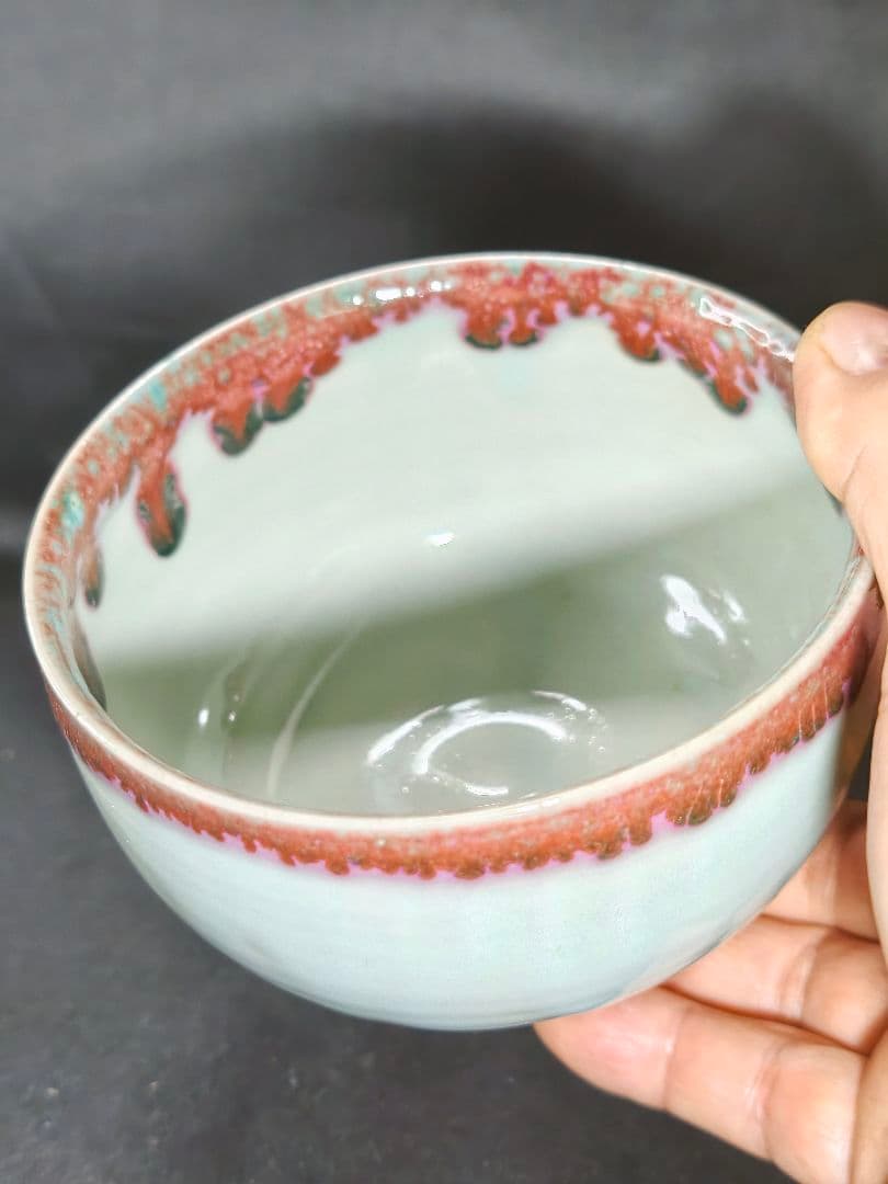 茶道具 青磁抹茶茶碗 高東郎造 共箱 旧家蔵出し 未使用美品 蒐集家放出陶芸品