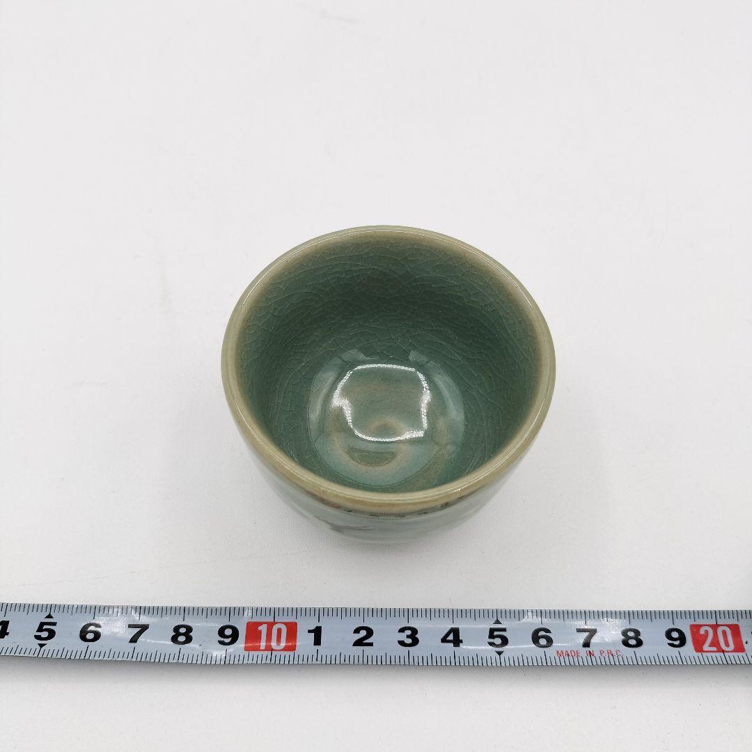 771 汲み出し 青地雲鶴 漢青金福漢 木箱　茶道具 茶道 煎茶道具 茶碗