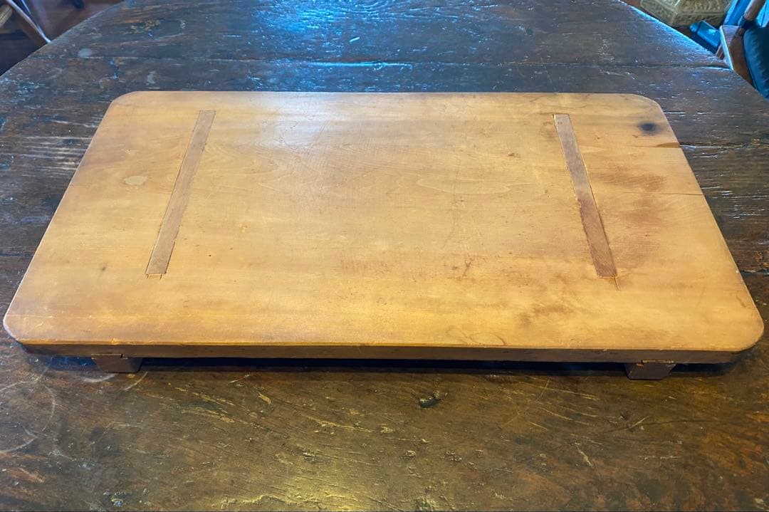 アンティーク　脚付・檜製まな板 65x36cm 飾り台・花台ヴィンテージ　レア