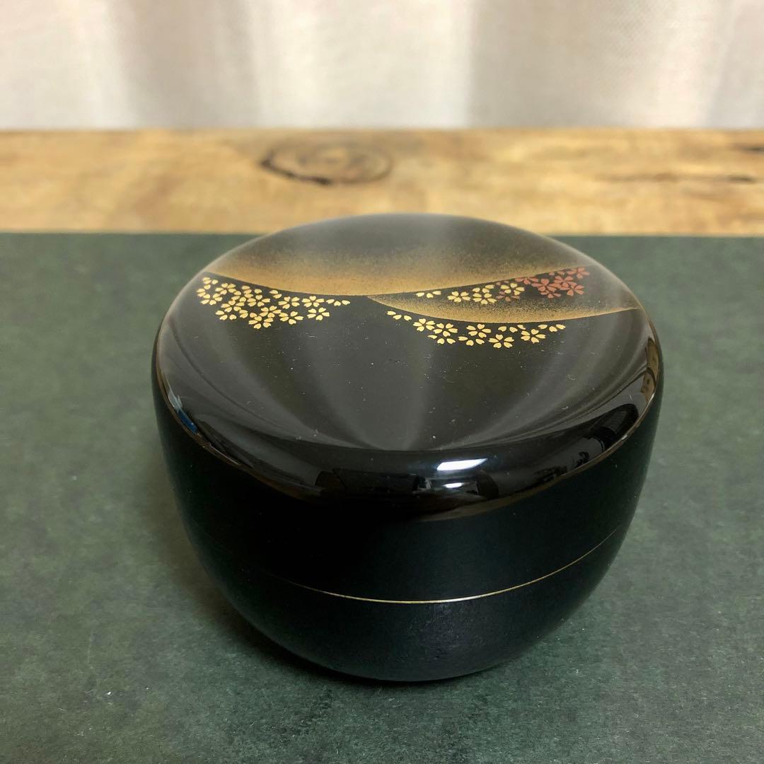 博友 輪島塗 遠山桜蒔絵平棗 共箱 茶道具