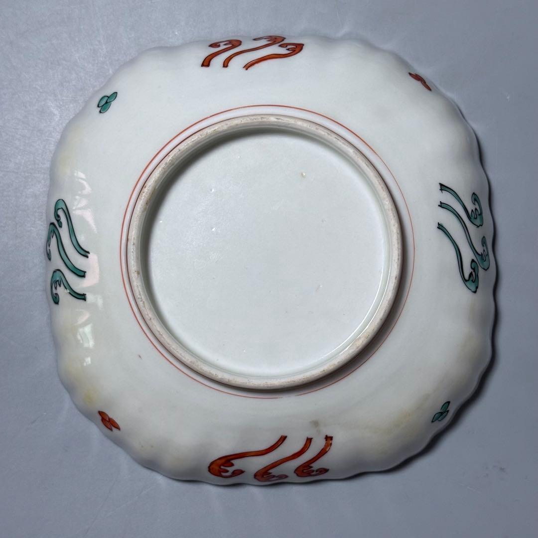 古伊万里　色絵　金蘭手　白鷺文様　梅文様　菊花四角形　膾皿　5個　器を楽しむ