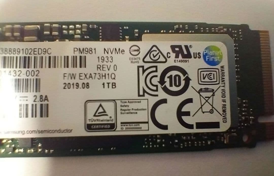 Samsung NVMe 1TB M.2 SSD 送料無料 動作確認済