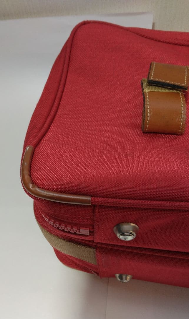 LANCEL 赤 キャンバス ボストンバッグ