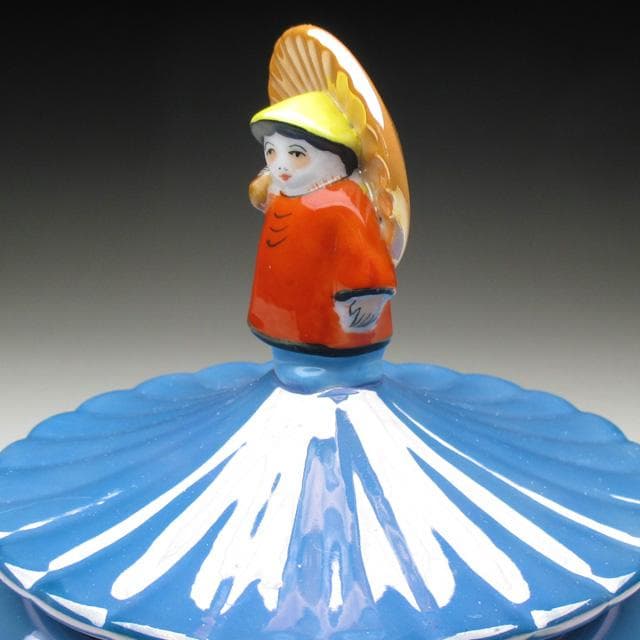 オールドノリタケ 唐子フィギュア付 小物入れ パウダーボックス 蓋物