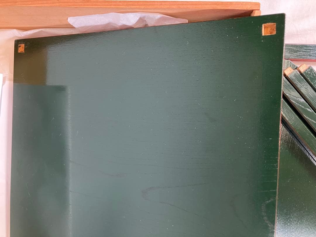 茶道具　輪島塗　青塗　糸巻棚　小森克己　木箱