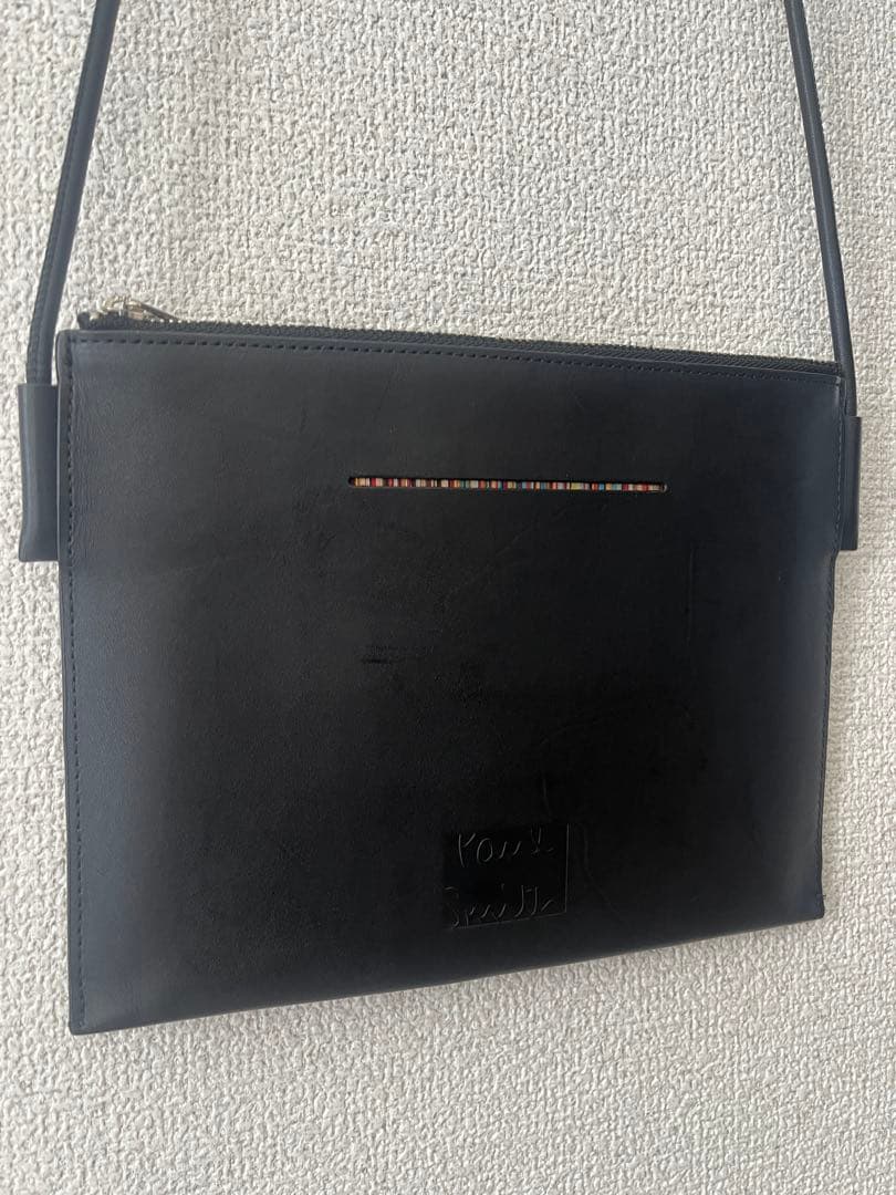 人気！Paul Smith/ポールスミス　男女兼用/黒いレザーショルダーバッグ