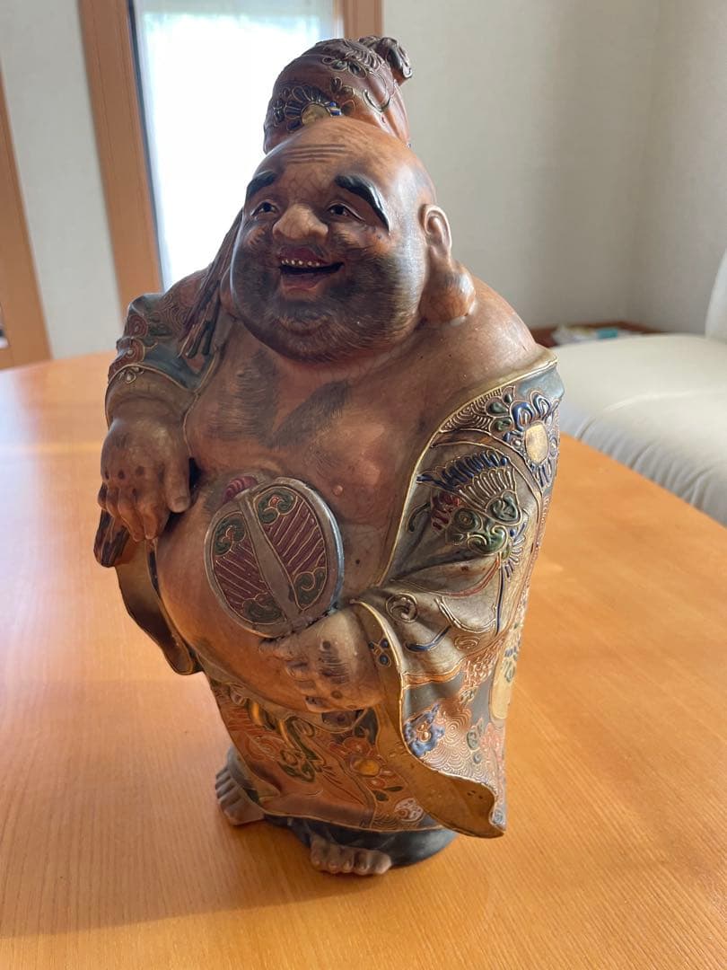 陶器製 九谷焼　布袋像　約30cm