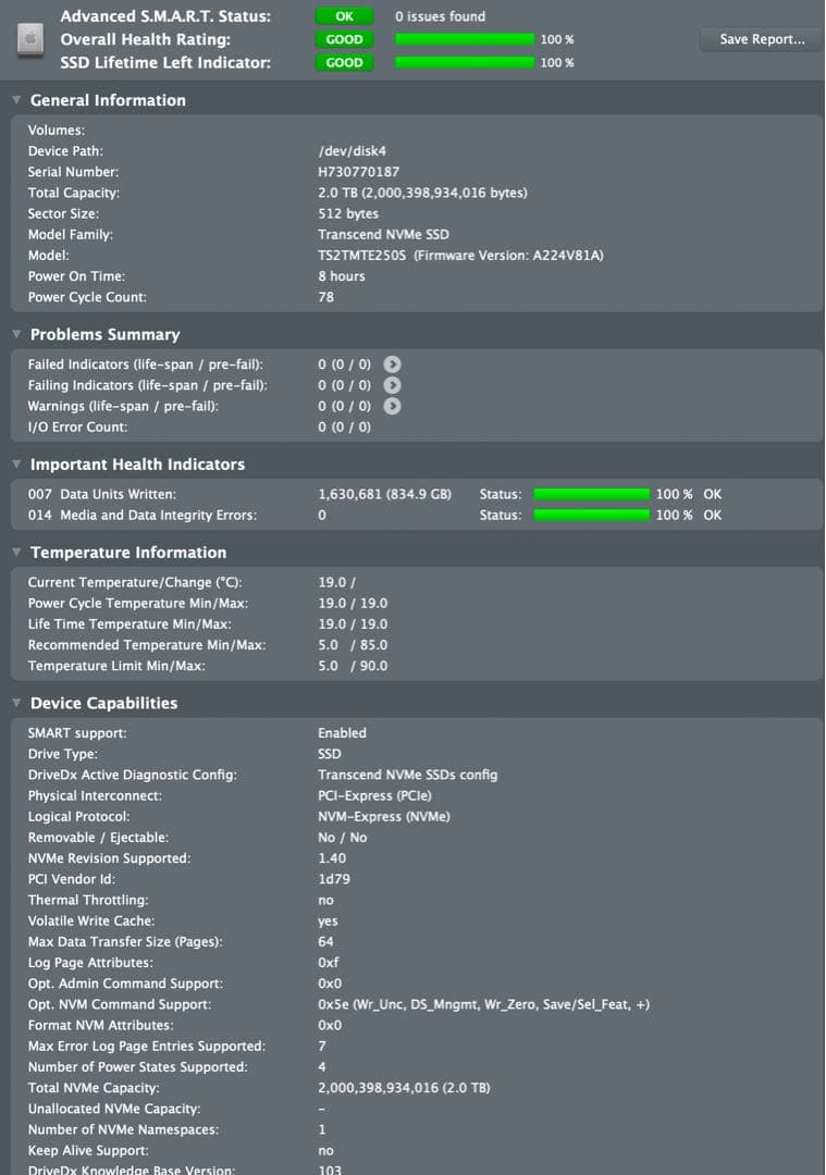 極美品Transcend M.2 SSD 2TB NVMe1.4Gen4×4