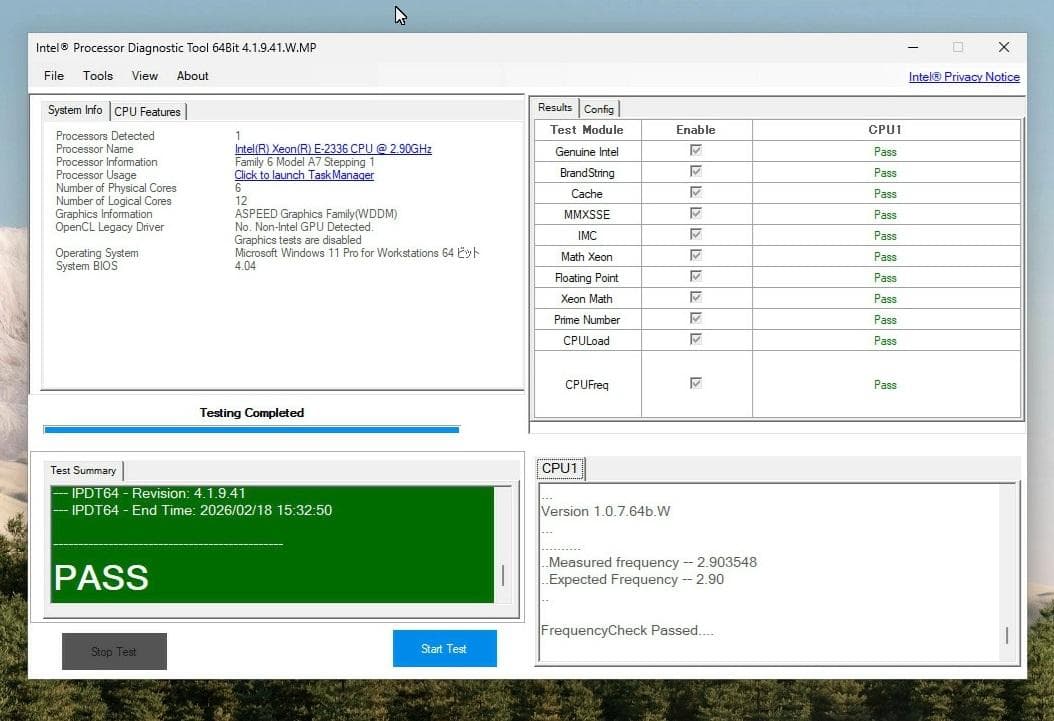 高性能CPU★AVX512対応★Intel Xeon E-2336