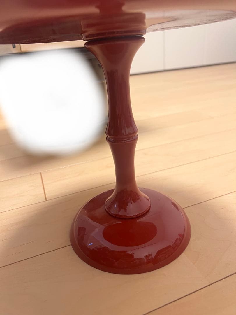花柄 赤い漆器 脚付き皿