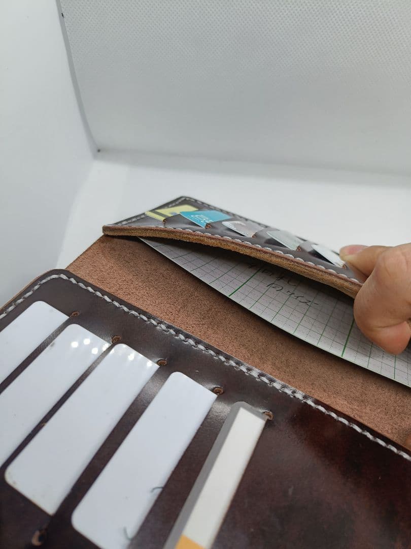 ヌメ革 長財布 新品 カード最大20枚　大容量　本革　手縫い　一点物