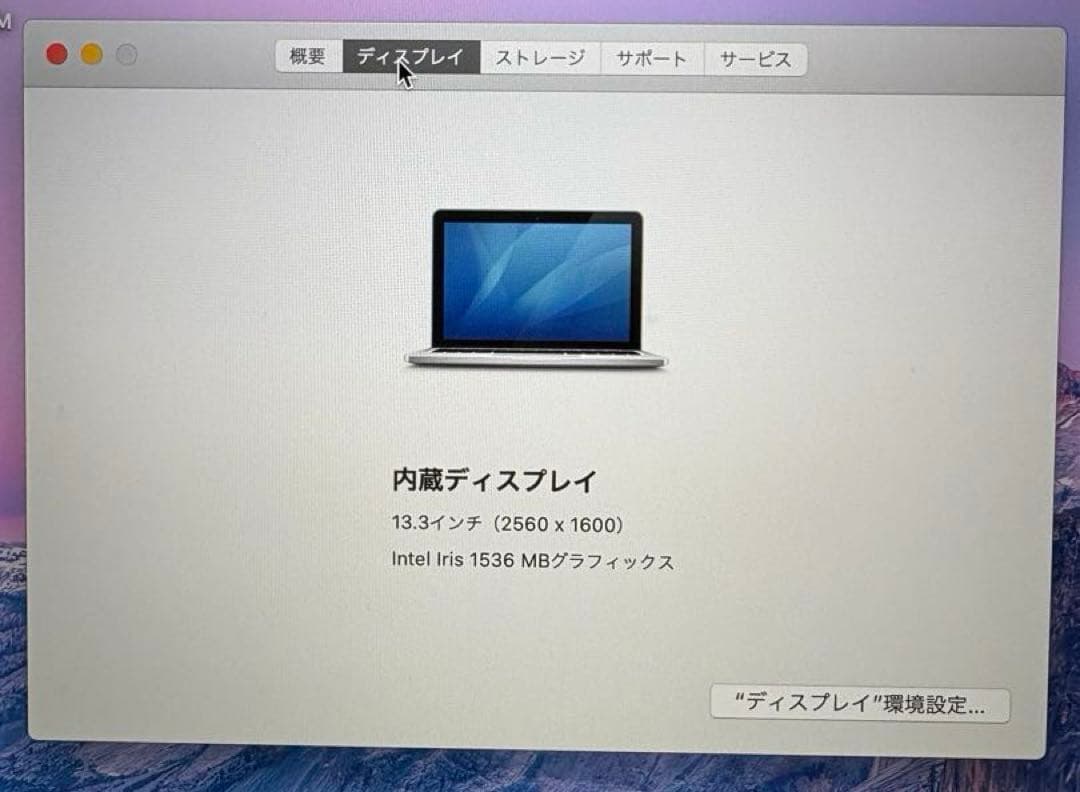 MacBook Pro 13.3インチ model: A1502